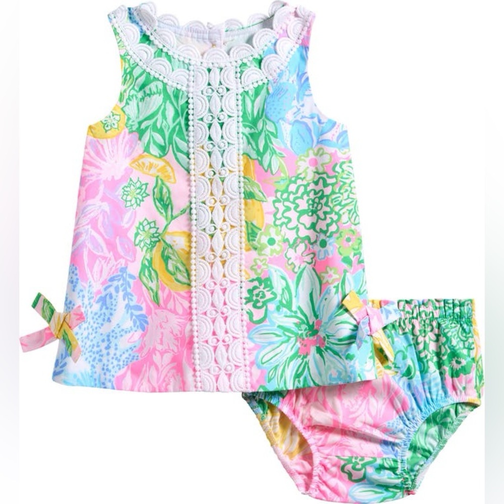 Lilly Pulitzer Girls Pink Green Blue Floral Matching Set